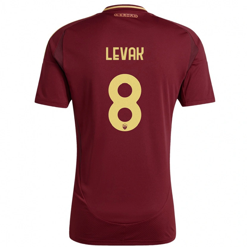 Danxen Mænd Sergej Levak #8 Rød Brun Guld Hjemmebane Spillertrøjer 2024/25 Trøje T-Shirt
