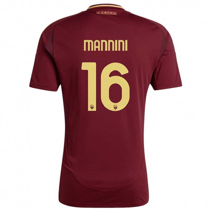 Danxen Mænd Mattia Mannini #16 Rød Brun Guld Hjemmebane Spillertrøjer 2024/25 Trøje T-Shirt