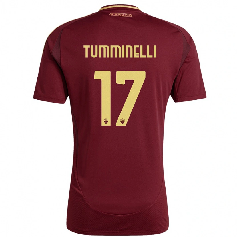 Danxen Mænd Gianmarco Tumminelli #17 Rød Brun Guld Hjemmebane Spillertrøjer 2024/25 Trøje T-Shirt