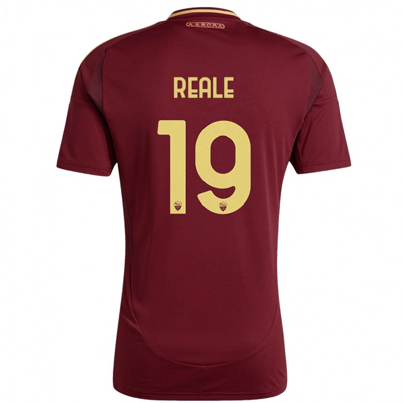 Danxen Mænd Filippo Reale #19 Rød Brun Guld Hjemmebane Spillertrøjer 2024/25 Trøje T-Shirt
