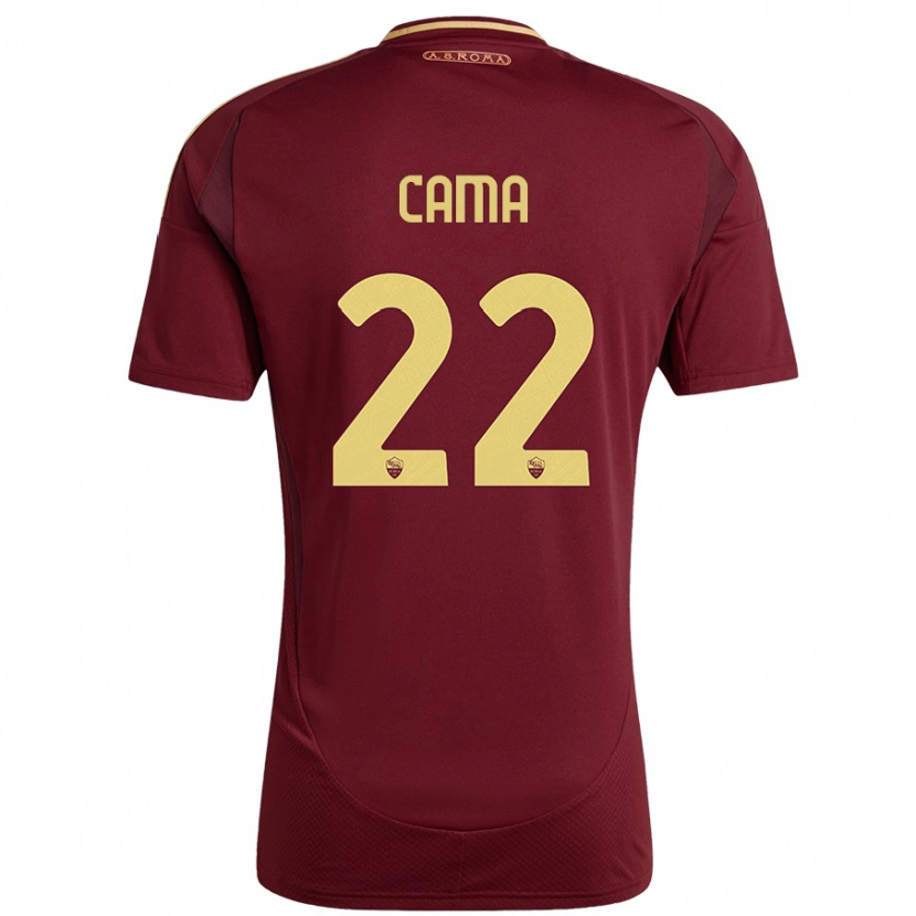 Danxen Mænd Cristian Cama #22 Rød Brun Guld Hjemmebane Spillertrøjer 2024/25 Trøje T-Shirt