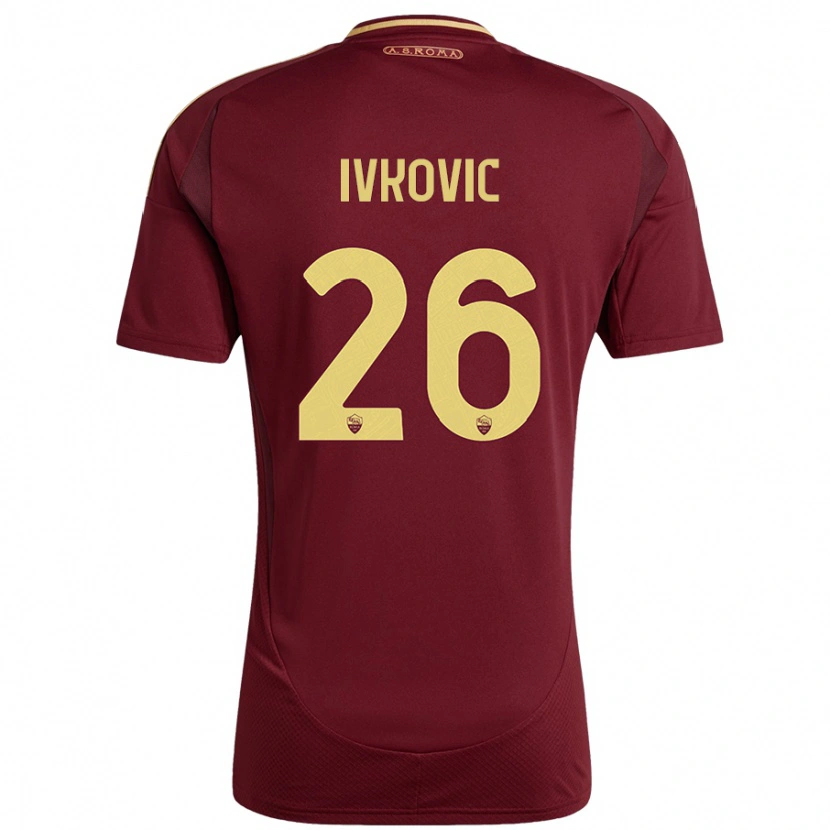 Danxen Mænd Mate Ivkovic #26 Rød Brun Guld Hjemmebane Spillertrøjer 2024/25 Trøje T-Shirt