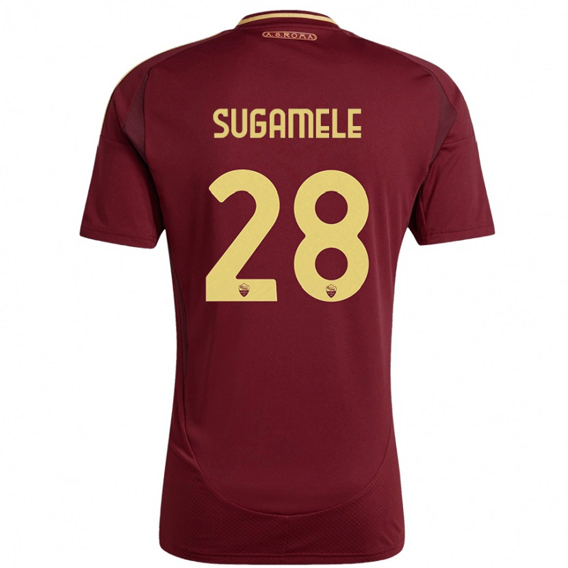 Danxen Mænd Alessandro Sugamele #28 Rød Brun Guld Hjemmebane Spillertrøjer 2024/25 Trøje T-Shirt