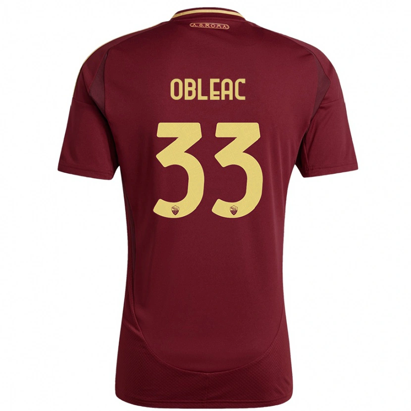 Danxen Mænd Matteo Obleac #33 Rød Brun Guld Hjemmebane Spillertrøjer 2024/25 Trøje T-Shirt