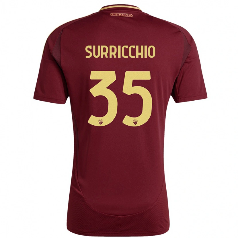 Danxen Mænd Jacopo Surricchio #35 Rød Brun Guld Hjemmebane Spillertrøjer 2024/25 Trøje T-Shirt