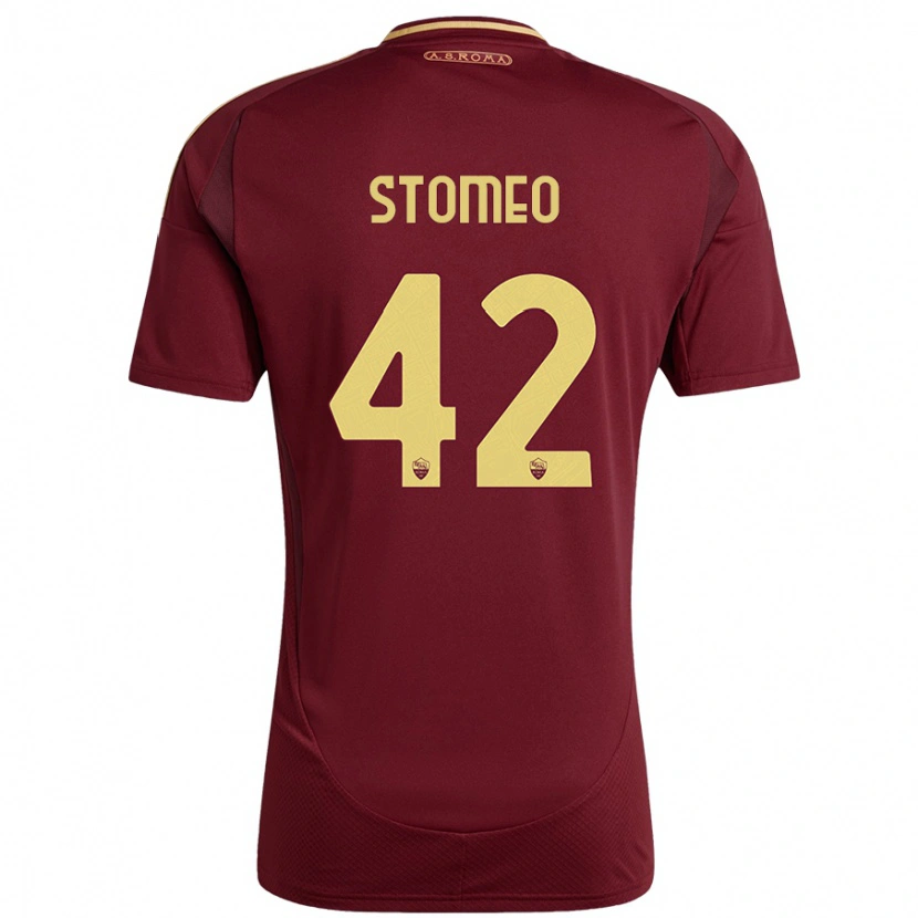 Danxen Mænd Giorgio Stomeo #42 Rød Brun Guld Hjemmebane Spillertrøjer 2024/25 Trøje T-Shirt