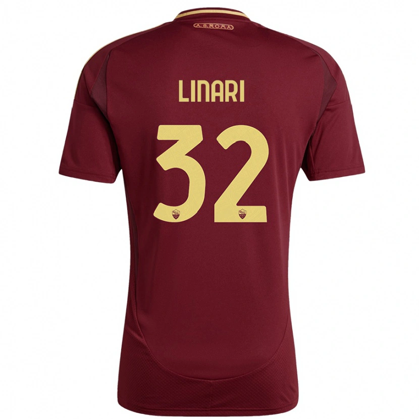 Danxen Mænd Elena Linari #32 Rød Brun Guld Hjemmebane Spillertrøjer 2024/25 Trøje T-Shirt