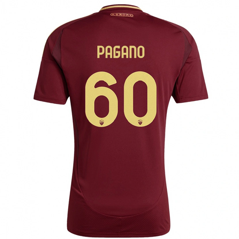 Danxen Mænd Riccardo Pagano #60 Rød Brun Guld Hjemmebane Spillertrøjer 2024/25 Trøje T-Shirt