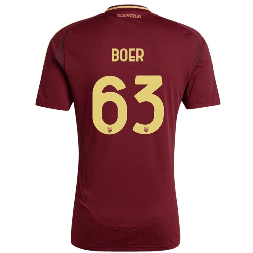 Danxen Mænd Pietro Boer #63 Rød Brun Guld Hjemmebane Spillertrøjer 2024/25 Trøje T-Shirt
