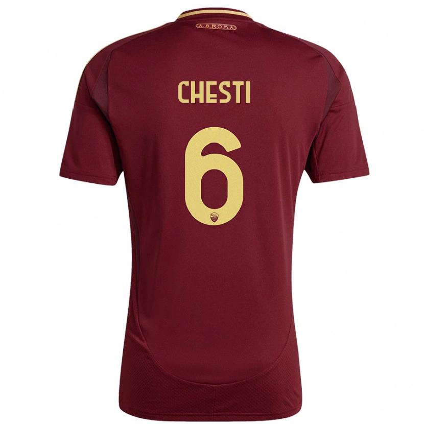 Danxen Mænd Francesco Chesti #6 Rød Brun Guld Hjemmebane Spillertrøjer 2024/25 Trøje T-Shirt