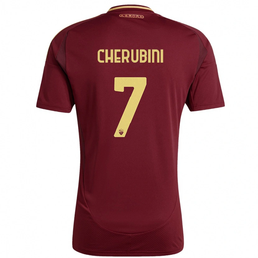 Danxen Mænd Luigi Cherubini #7 Rød Brun Guld Hjemmebane Spillertrøjer 2024/25 Trøje T-Shirt