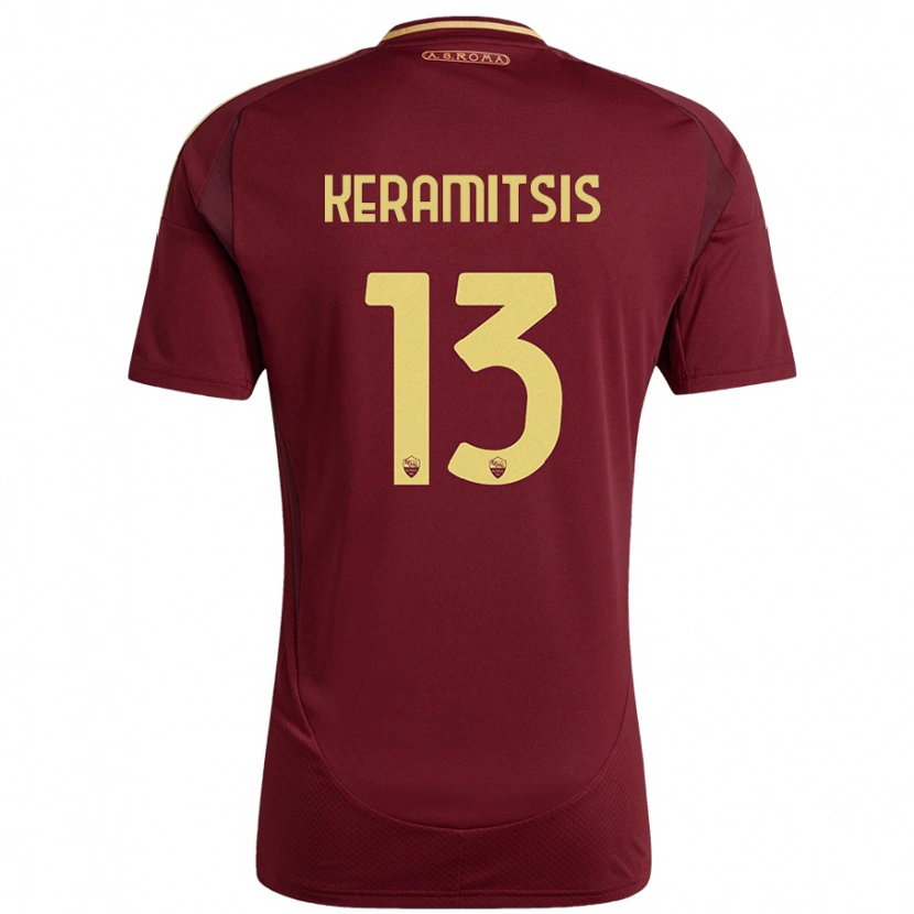 Danxen Mænd Dimitrios Keramitsis #13 Rød Brun Guld Hjemmebane Spillertrøjer 2024/25 Trøje T-Shirt