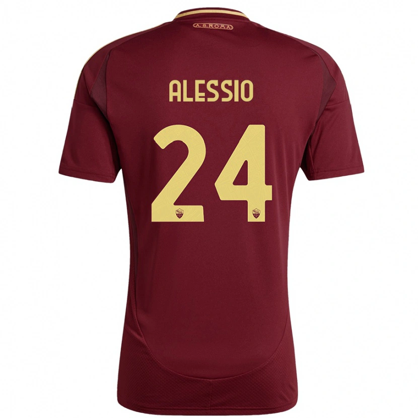 Danxen Mænd Filippo Alessio #24 Rød Brun Guld Hjemmebane Spillertrøjer 2024/25 Trøje T-Shirt