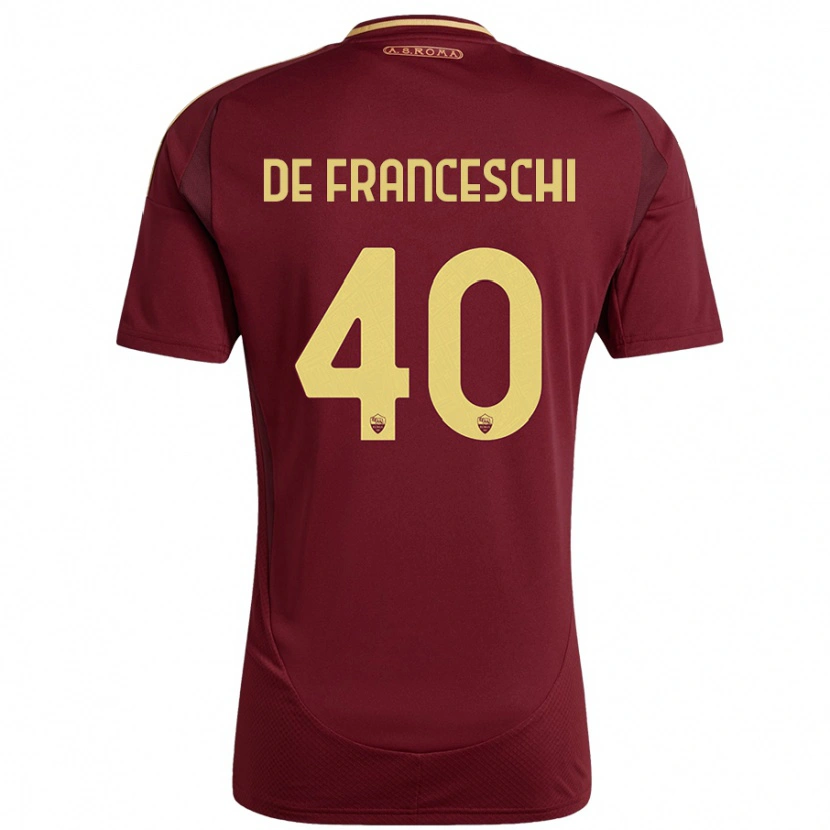 Danxen Mænd Leonardo De Franceschi #40 Rød Brun Guld Hjemmebane Spillertrøjer 2024/25 Trøje T-Shirt