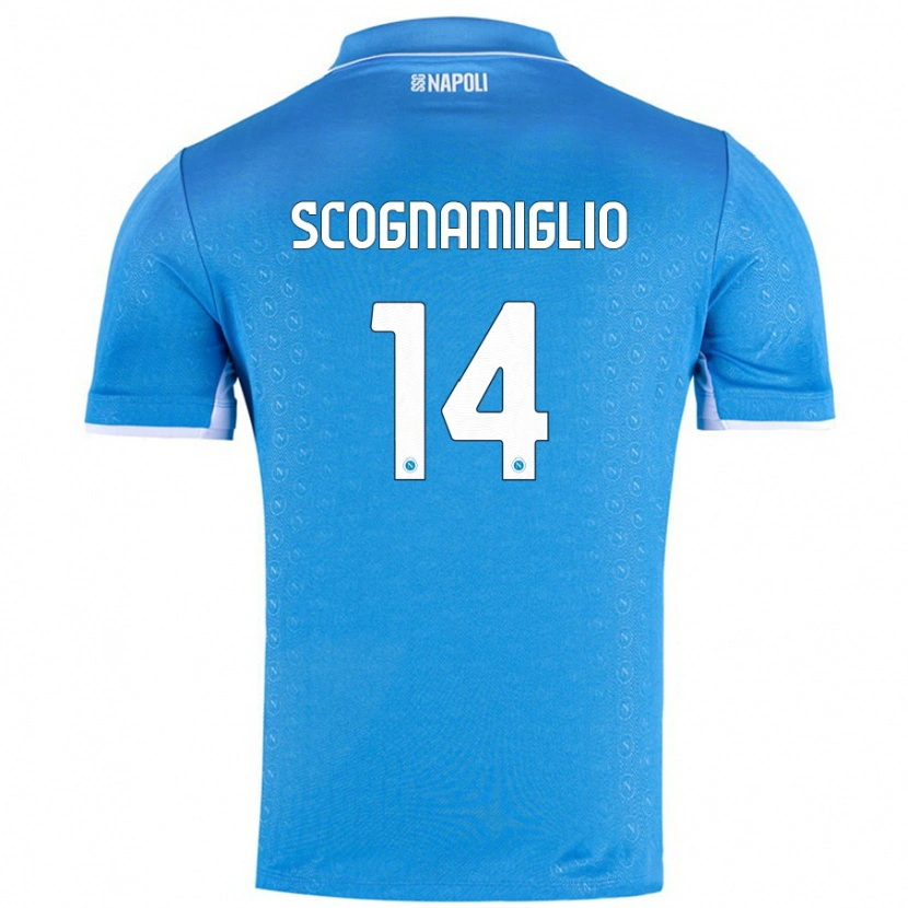 Danxen Mænd Fabio Scognamiglio #14 Himmelblå Hjemmebane Spillertrøjer 2024/25 Trøje T-Shirt