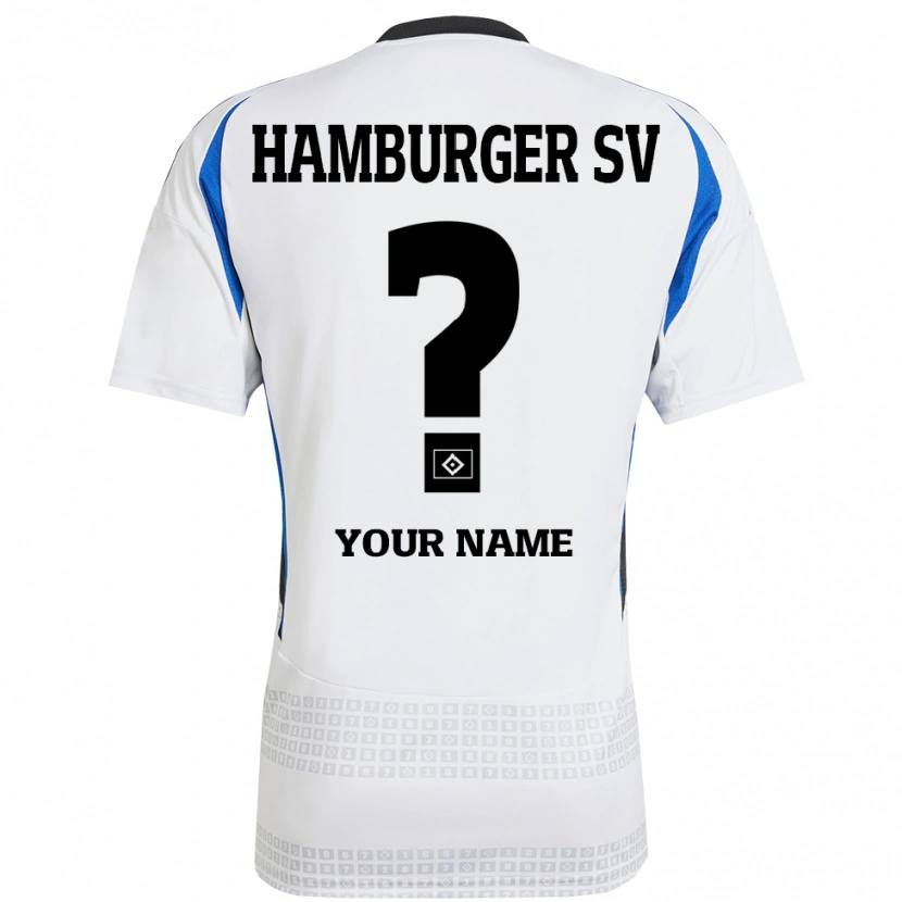 Danxen Mænd Dit Navn #0 Hvid Blå Hjemmebane Spillertrøjer 2024/25 Trøje T-Shirt
