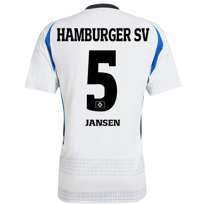 Danxen Mænd Marcell Jansen #5 Hvid Blå Hjemmebane Spillertrøjer 2024/25 Trøje T-Shirt