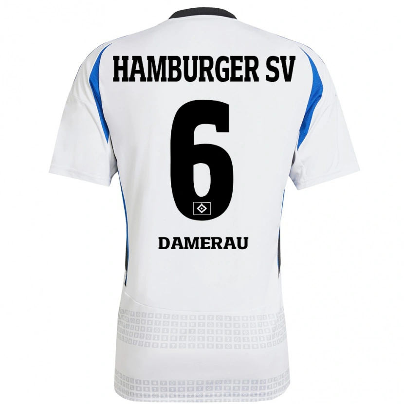 Danxen Mænd Alexander Werner Damerau #6 Hvid Blå Hjemmebane Spillertrøjer 2024/25 Trøje T-Shirt