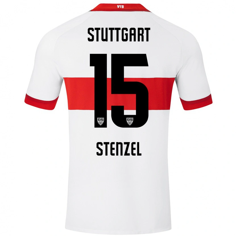 Danxen Mænd Pascal Stenzel #15 Hvid Rød Hjemmebane Spillertrøjer 2024/25 Trøje T-Shirt