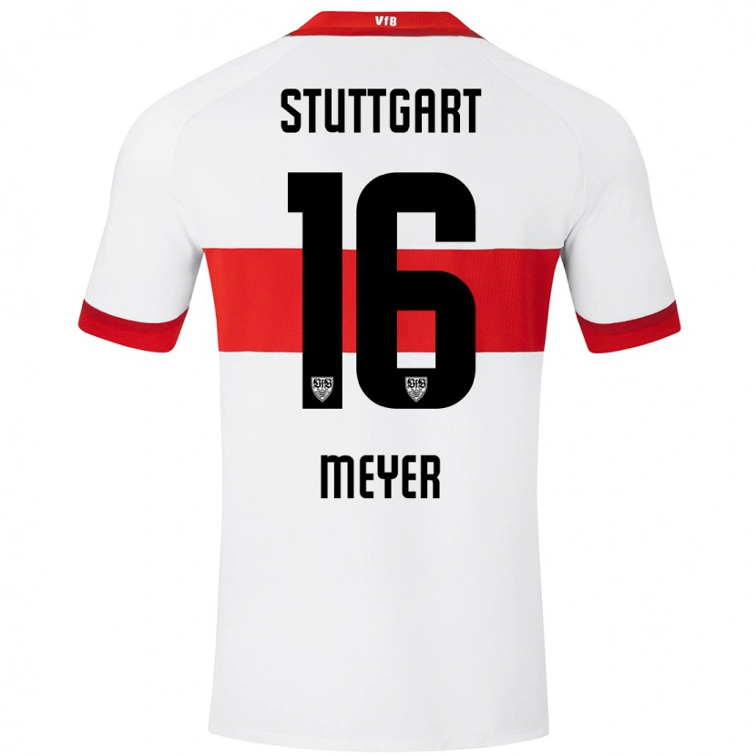 Danxen Mænd Jordan Meyer #16 Hvid Rød Hjemmebane Spillertrøjer 2024/25 Trøje T-Shirt