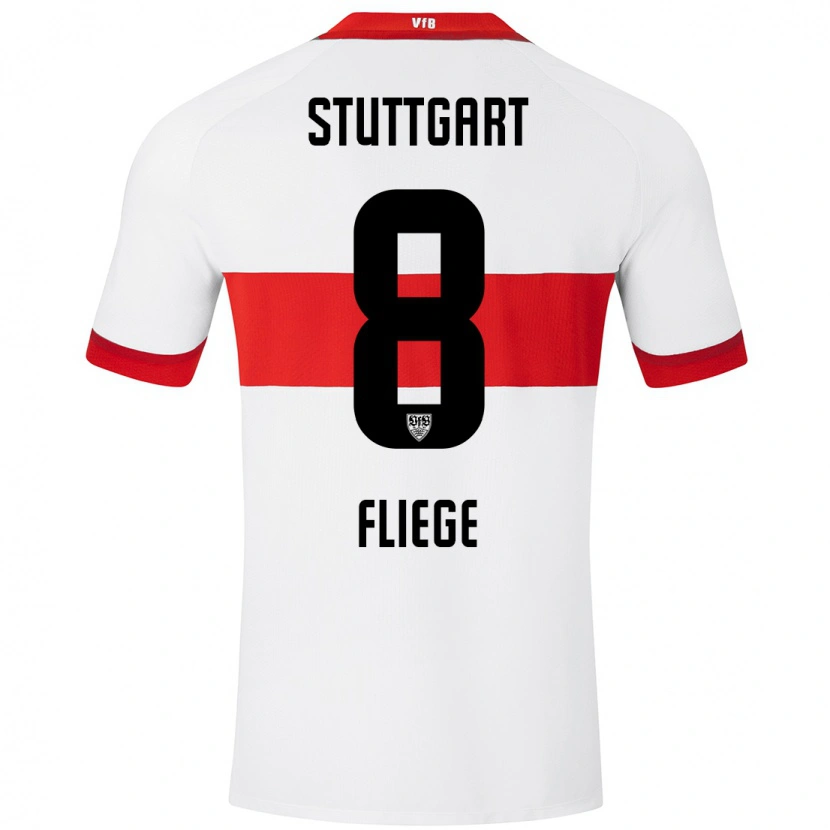 Danxen Mænd Anna Fliege #8 Hvid Rød Hjemmebane Spillertrøjer 2024/25 Trøje T-Shirt