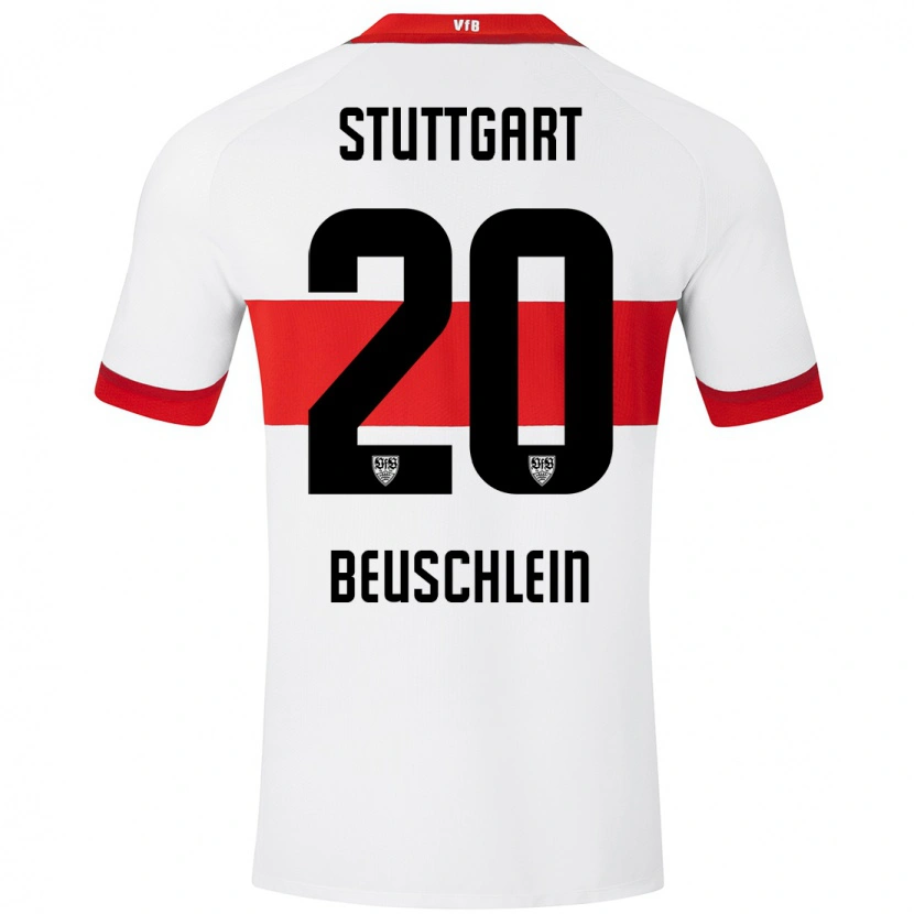 Danxen Mænd Jana Beuschlein #20 Hvid Rød Hjemmebane Spillertrøjer 2024/25 Trøje T-Shirt