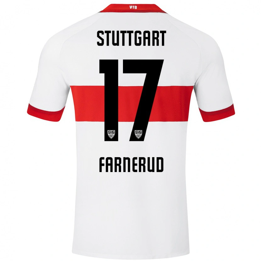 Danxen Mænd Colin Farnerud #17 Hvid Rød Hjemmebane Spillertrøjer 2024/25 Trøje T-Shirt