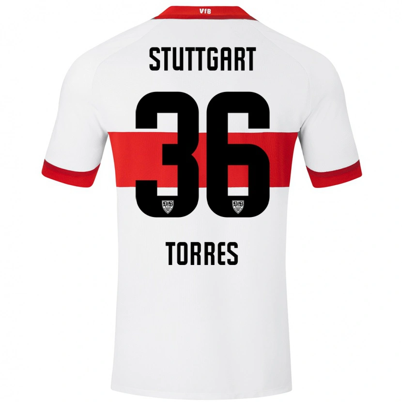 Danxen Mænd Yohann Torres #36 Hvid Rød Hjemmebane Spillertrøjer 2024/25 Trøje T-Shirt