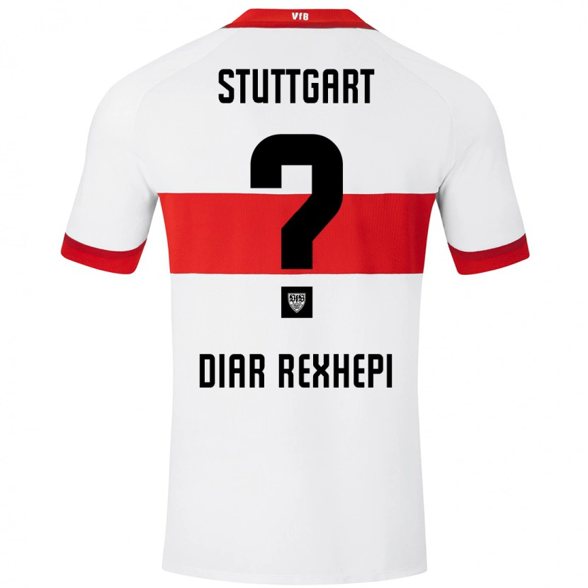 Danxen Mænd Diar Rexhepi #0 Hvid Rød Hjemmebane Spillertrøjer 2024/25 Trøje T-Shirt