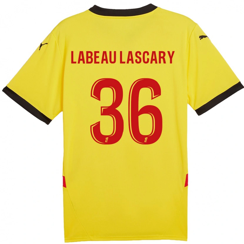 Danxen Mænd Rémy Labeau Lascary #36 Gul Rød Hjemmebane Spillertrøjer 2024/25 Trøje T-Shirt