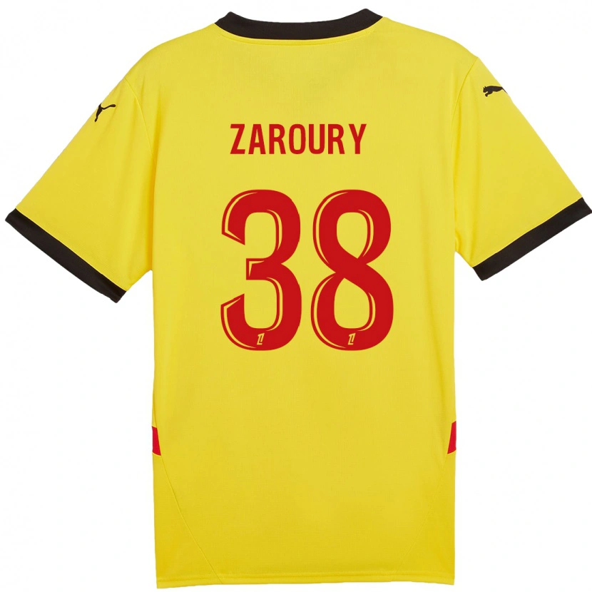 Danxen Mænd Anass Zaroury #38 Gul Rød Hjemmebane Spillertrøjer 2024/25 Trøje T-Shirt
