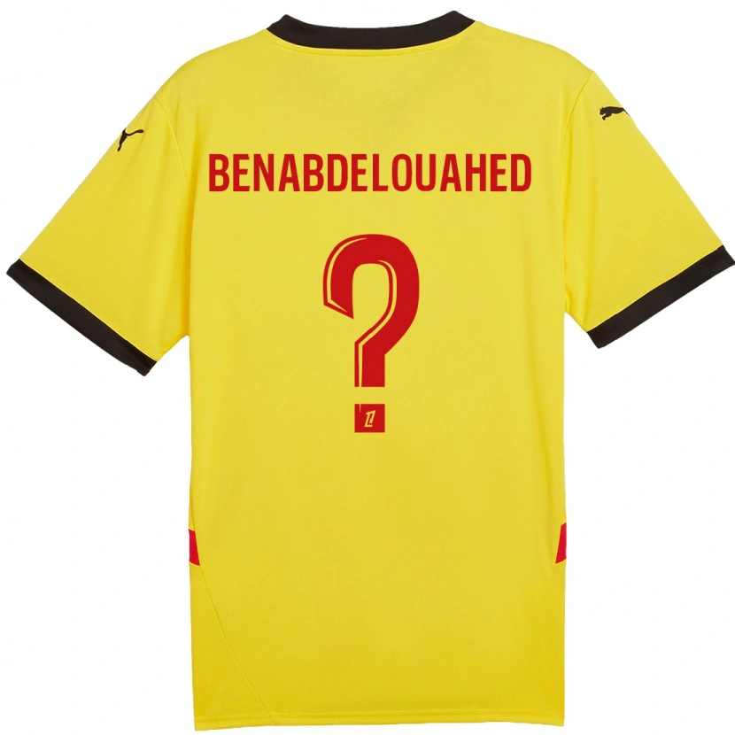 Danxen Mænd Kaïs Benabdelouahed #0 Gul Rød Hjemmebane Spillertrøjer 2024/25 Trøje T-Shirt