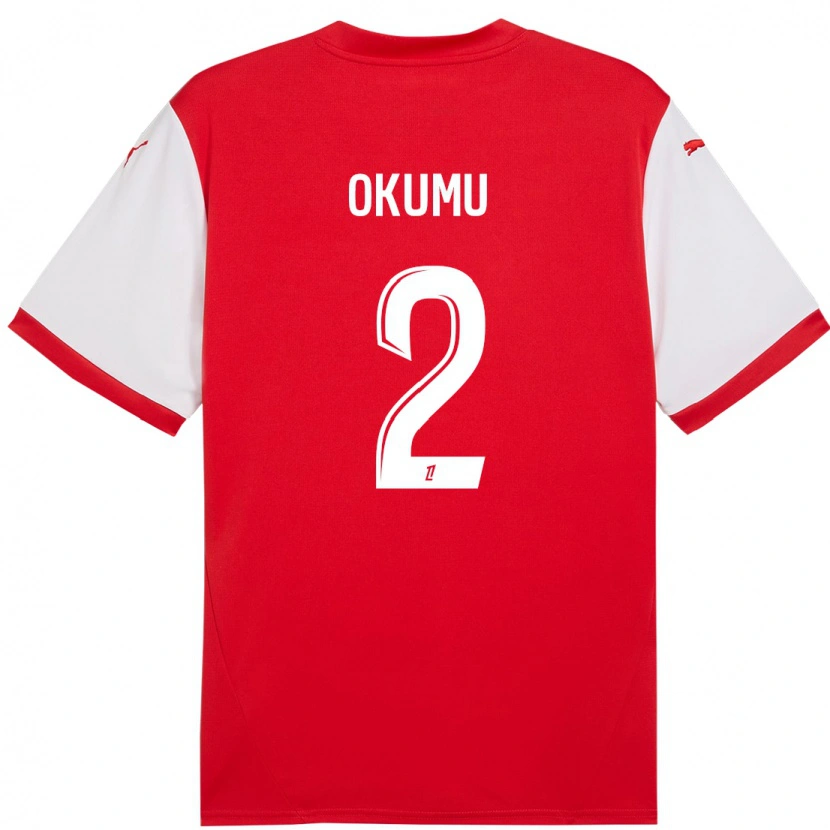 Danxen Mænd Joseph Okumu #2 Rød Hvid Hjemmebane Spillertrøjer 2024/25 Trøje T-Shirt