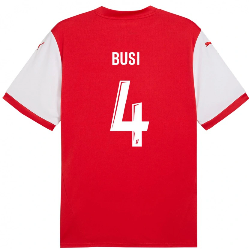 Danxen Mænd Maxime Busi #4 Rød Hvid Hjemmebane Spillertrøjer 2024/25 Trøje T-Shirt