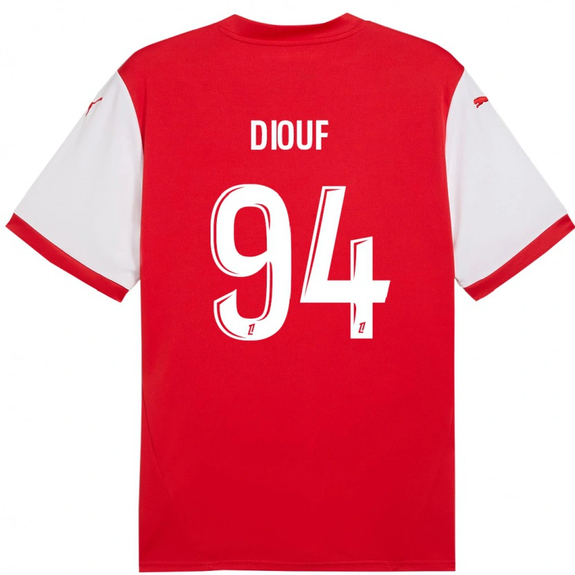 Danxen Mænd Yehvann Diouf #94 Rød Hvid Hjemmebane Spillertrøjer 2024/25 Trøje T-Shirt