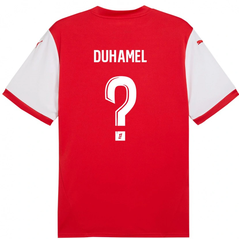 Danxen Mænd Lino Duhamel #0 Rød Hvid Hjemmebane Spillertrøjer 2024/25 Trøje T-Shirt