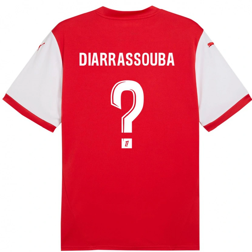 Danxen Mænd Tidiane Diarrassouba #0 Rød Hvid Hjemmebane Spillertrøjer 2024/25 Trøje T-Shirt