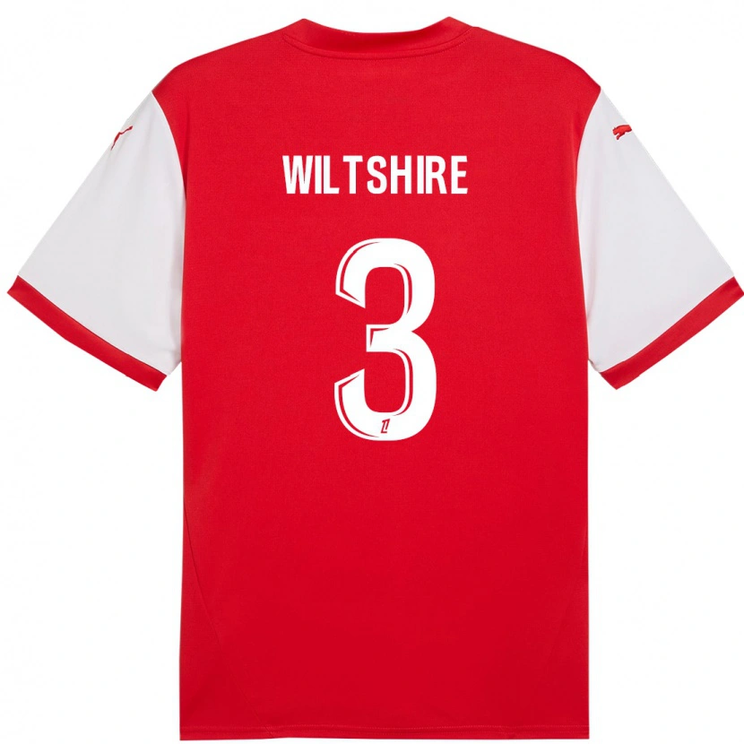 Danxen Mænd Tiernny Wiltshire #3 Rød Hvid Hjemmebane Spillertrøjer 2024/25 Trøje T-Shirt