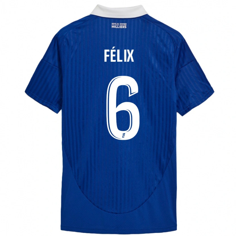 Danxen Mænd Félix Lemaréchal #6 Blå Hvid Hjemmebane Spillertrøjer 2024/25 Trøje T-Shirt