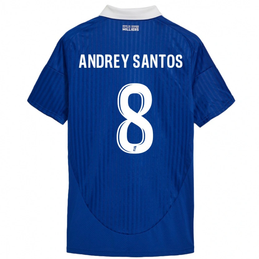 Danxen Mænd Andrey Santos #8 Blå Hvid Hjemmebane Spillertrøjer 2024/25 Trøje T-Shirt