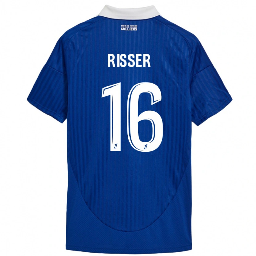 Danxen Mænd Robin Risser #16 Blå Hvid Hjemmebane Spillertrøjer 2024/25 Trøje T-Shirt