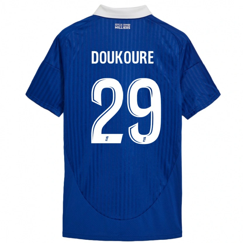 Danxen Mænd Ismaël Doukouré #29 Blå Hvid Hjemmebane Spillertrøjer 2024/25 Trøje T-Shirt