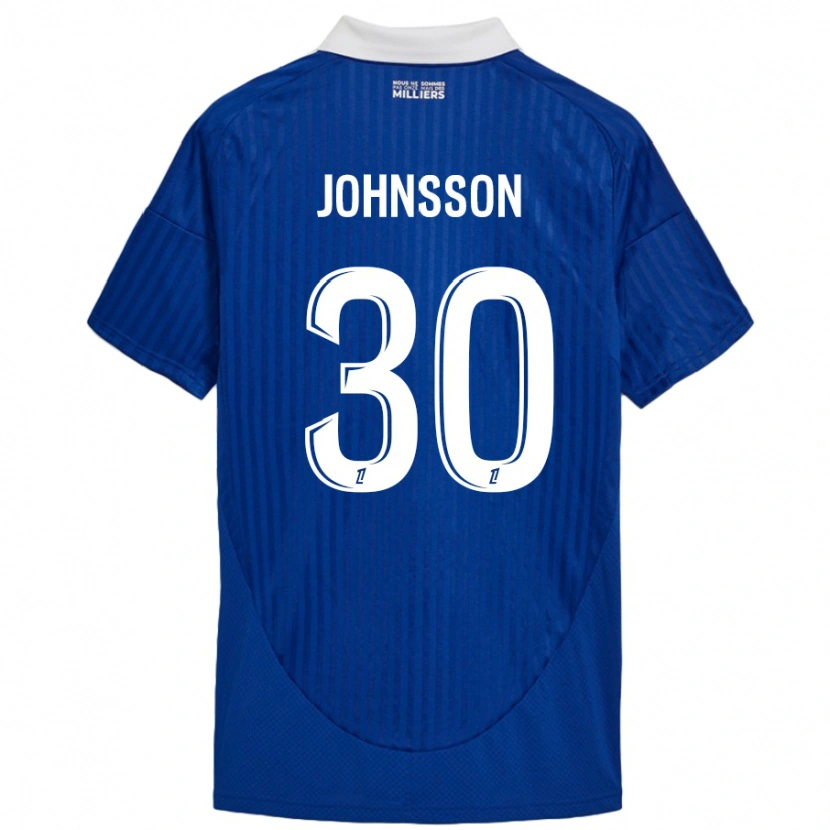 Danxen Mænd Karl-Johan Johnsson #30 Blå Hvid Hjemmebane Spillertrøjer 2024/25 Trøje T-Shirt