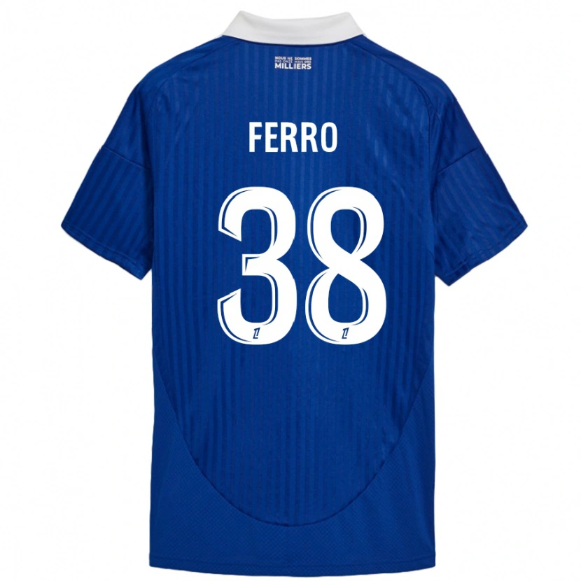 Danxen Mænd Nolan Ferro #38 Blå Hvid Hjemmebane Spillertrøjer 2024/25 Trøje T-Shirt