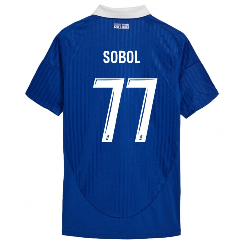 Danxen Mænd Eduard Sobol #77 Blå Hvid Hjemmebane Spillertrøjer 2024/25 Trøje T-Shirt