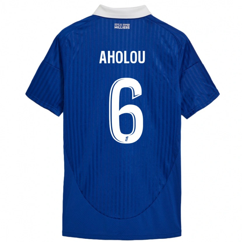 Danxen Mænd Jean-Eudes Aholou #6 Blå Hvid Hjemmebane Spillertrøjer 2024/25 Trøje T-Shirt