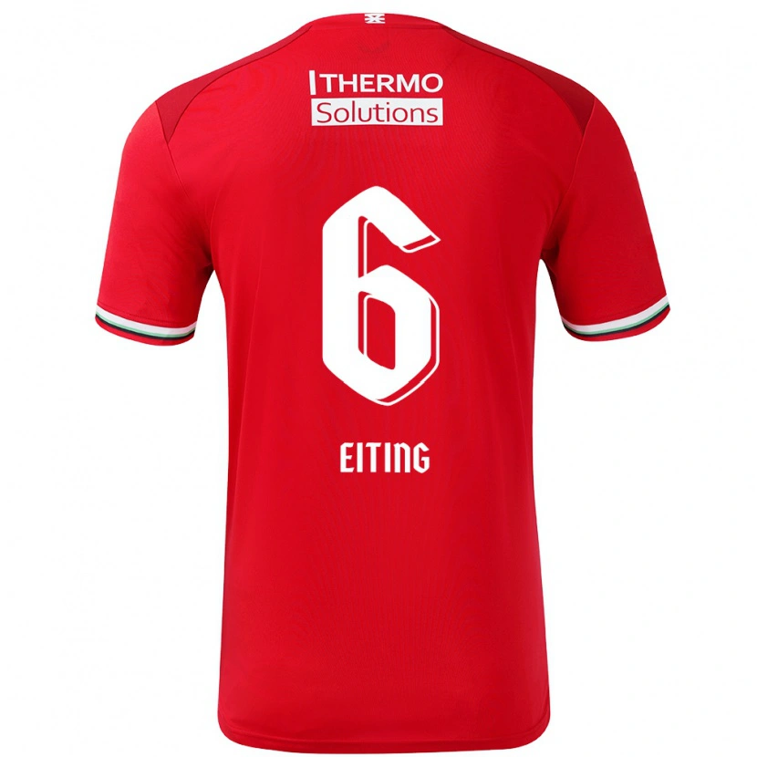 Danxen Mænd Carel Eiting #6 Rød Hvid Hjemmebane Spillertrøjer 2024/25 Trøje T-Shirt