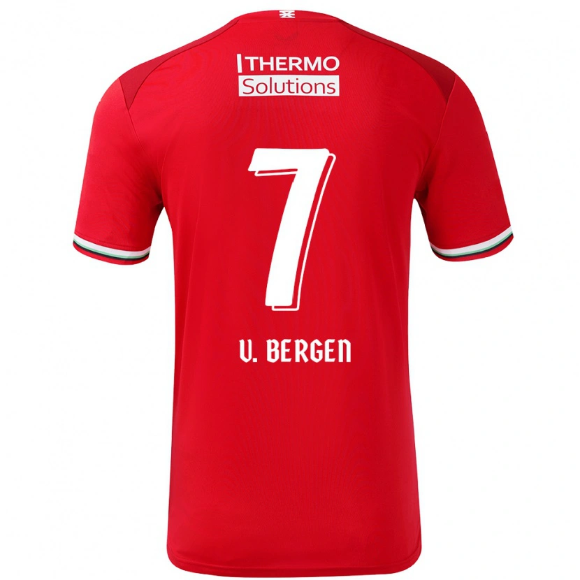 Danxen Mænd Mitchell Van Bergen #7 Rød Hvid Hjemmebane Spillertrøjer 2024/25 Trøje T-Shirt