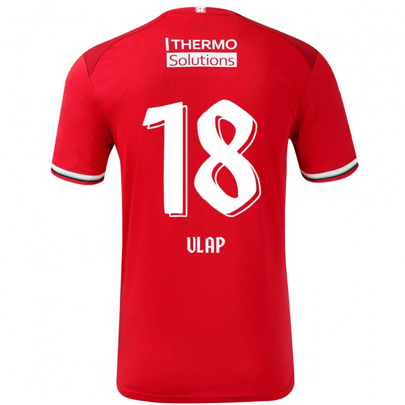 Danxen Mænd Michel Vlap #18 Rød Hvid Hjemmebane Spillertrøjer 2024/25 Trøje T-Shirt