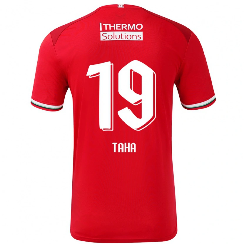 Danxen Mænd Younes Taha #19 Rød Hvid Hjemmebane Spillertrøjer 2024/25 Trøje T-Shirt